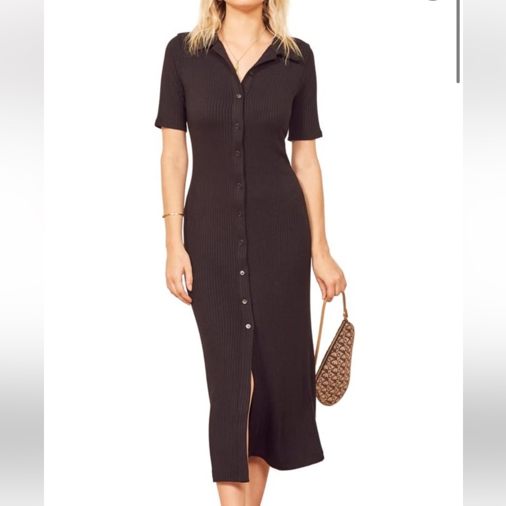Reformation Betty Collared Button Ribbed Dress - Picture 4 of 4